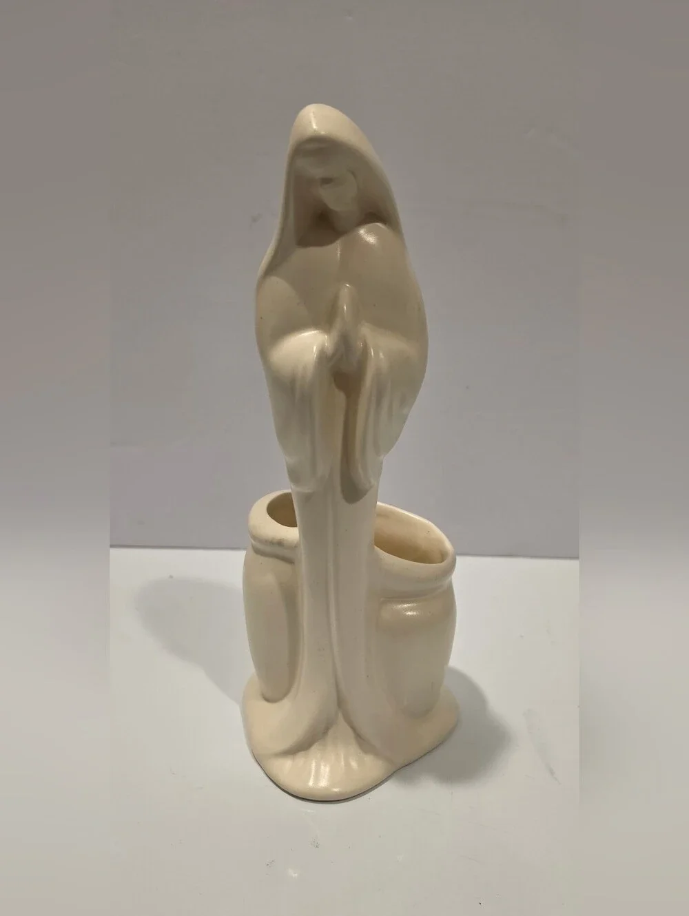 Royal Haeger Vintage Glazed Cream Ceramic Madonna Planter Vase
